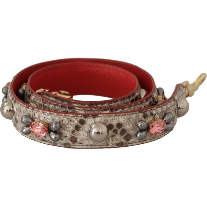 Dolce & Gabbana Beige Exotisch Leren Studs Schouderriem