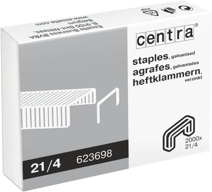 Nietjes 21/4mm Gegalvaniseerd – Doos van 2000 – Geschikt voor Compacte Nietmachines – 10 Vel