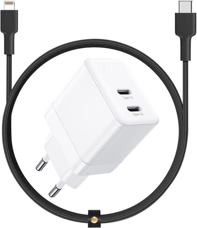 Snellader geschikt voor iPhone - Oplader geschikt voor iPad - Usb C Adapter - 35w - Dynamische Snellader - Usb C Power Adapter - Dubbele usb C Oplader