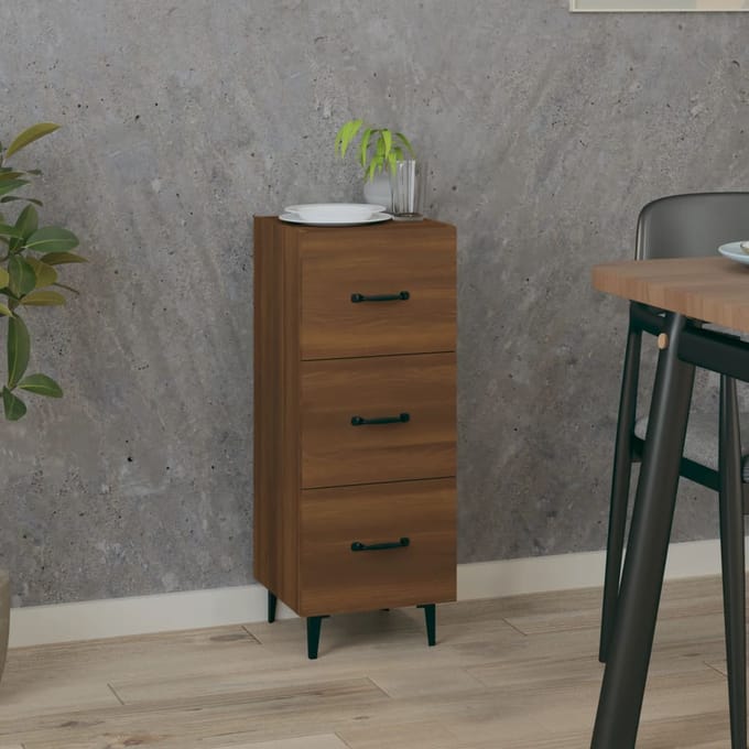 vidaXL - Dressoir - 34,5x34x90 - cm - bewerkt - hout - bruin - eikenkleur