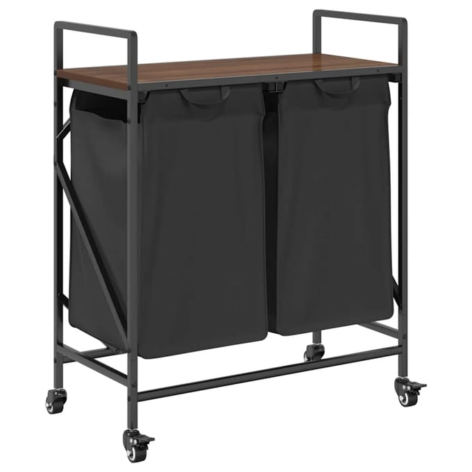 vidaXL - Wasmand - 2 - vakken - met - planken - bruin - eikenkleurig