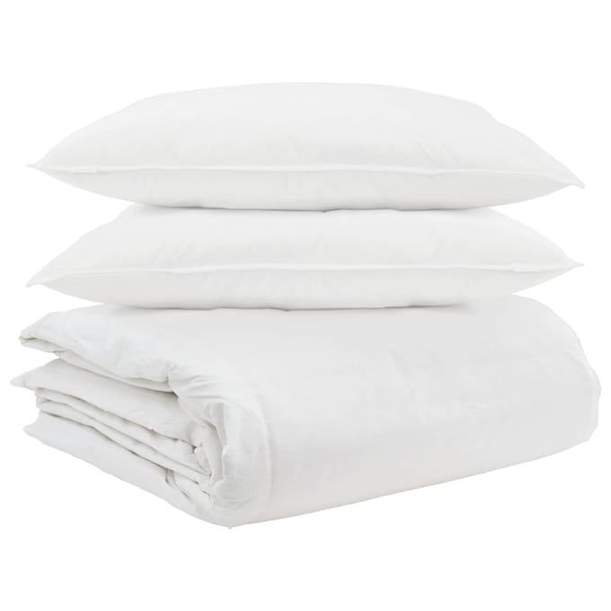 vidaXL - Deken - Set - met - kussen - 3 - st - Wit - Donsveer