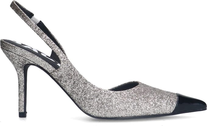 Sacha - Dames - Zilveren glitter slingback pumps - Maat 36