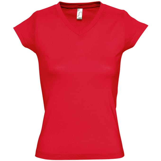 SOLS Dames/dames Maan V Hals T-Shirt met korte mouwen (Rood)