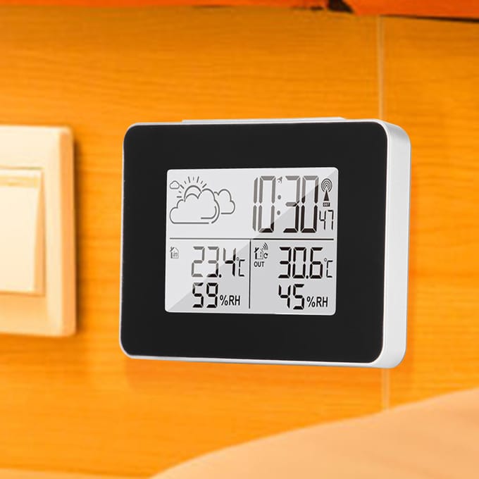 Draadloos LCD Voorspelling Weerstation Digitale Wekker Binnen Buiten Sensor blue