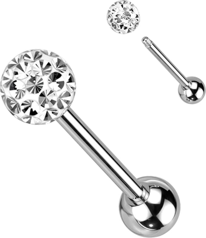 Piercing ferido multi crystal met Epoxy 1.6x16 - wit - LMPiercings