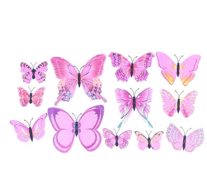 Allecto - 3D Vlinder Muursticker - Decoratieve Stickers - Roze - Diy