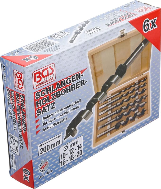 BGS Slangenboor set 200 mm 6-delig - 2894