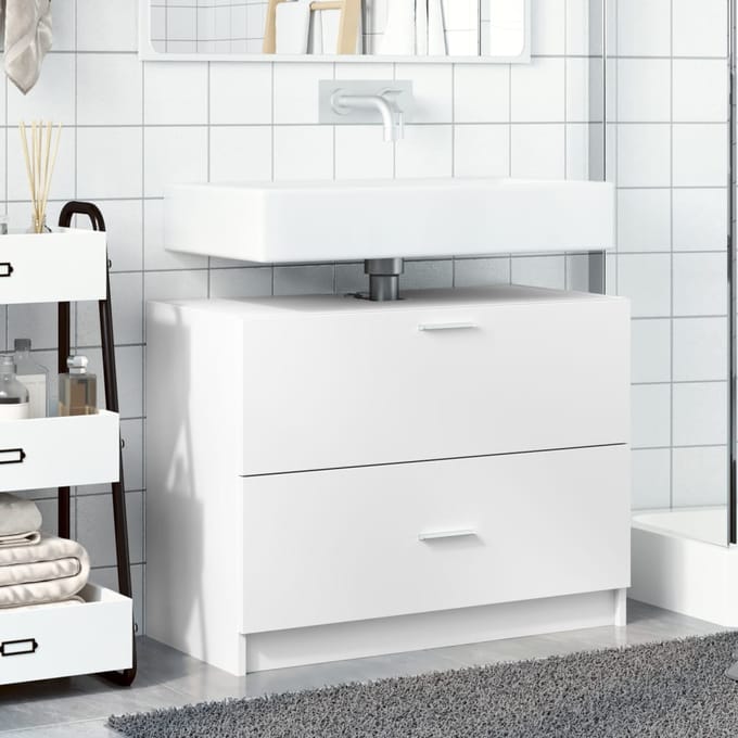 vidaXL - Wastafelkast - 78x37x59 - cm - bewerkt - hout - wit