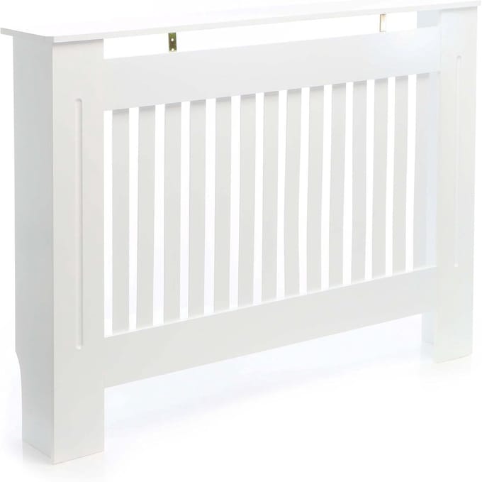 Radiatorombouw - Radiatorbekleding Verwarmingkast - Interieur Verfraaien - Lamelontwerp MDF - 112 x 19 x 82 cm - Wit