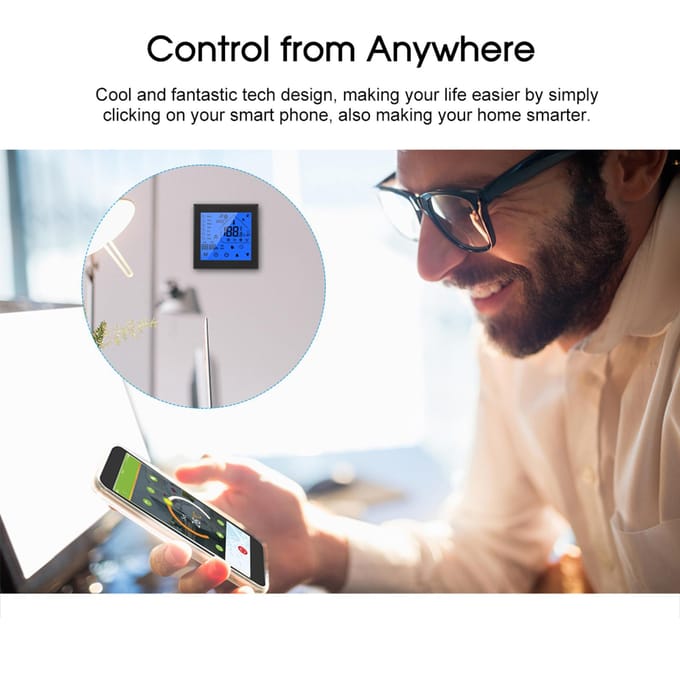 WiFi slimme thermostaat temperatuurregelaar LCD-display Week programmeerbaar voor waterverwarming Tuya wit