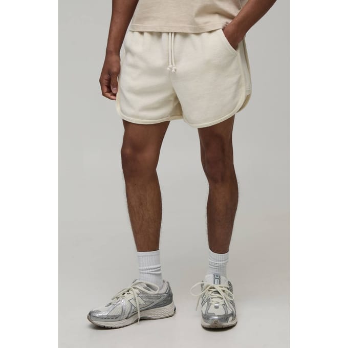 Racer Fit Towelling Jersey Shorts | Ecru | Size Small