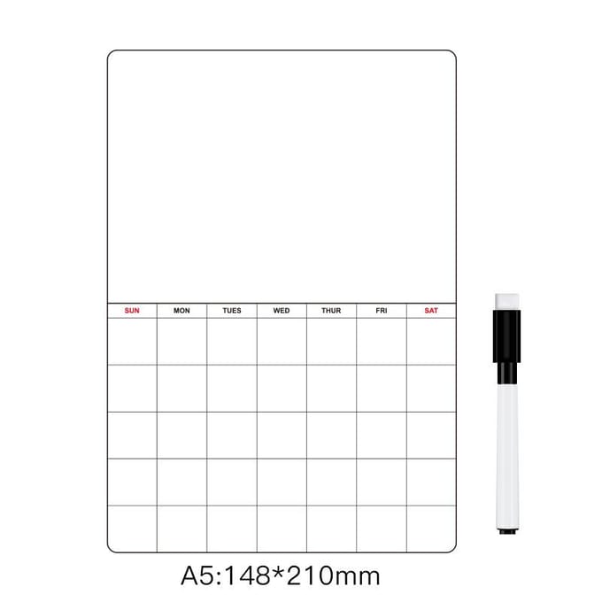 Calendrier Magnétique pour Réfrigérateur Tableau Blanc Planificateur Effaçable à Sec Bloc-Notes Magnétique pour Réfrigérateur white