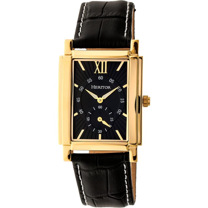 Heritor Automatic Frederick horloge met leren band - goud/zwart