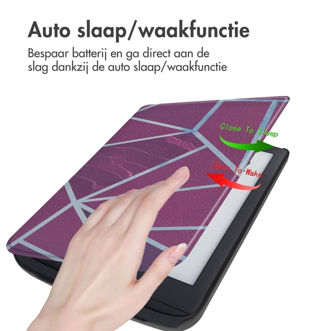imoshion Design Slim Hard Case Bookcase voor de Pocketbook Touch Lux 5 / HD 3 / Basic Lux 4 / Vivlio Lux 5 - Bordeaux Graphic