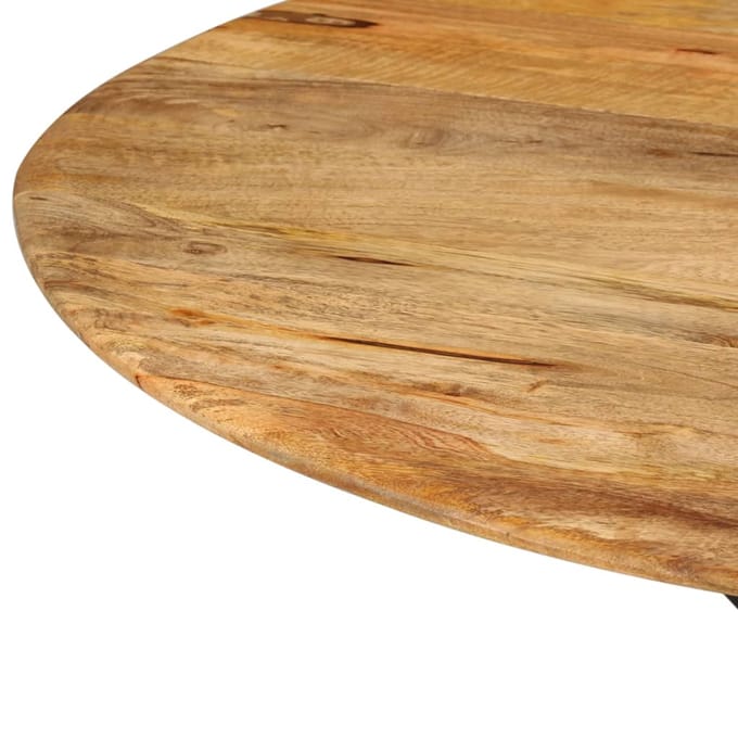 vidaXL - Eettafel - Ø110x78 - cm - massief - mangohout - en - staal