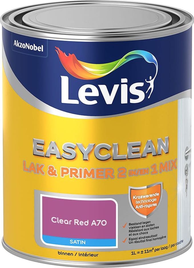 Levis - Easyclean Lak & Primer 2-In-1 Mix - Clear Red A70 - Mengverf - 1 L