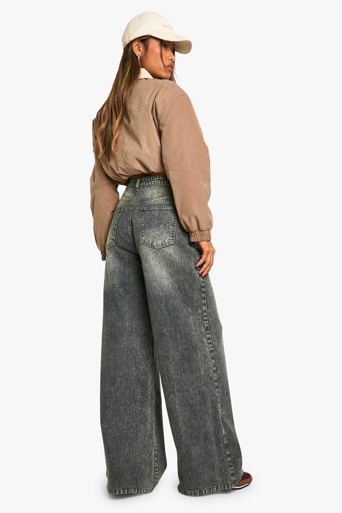boohoo Dames De Wijde Pijp Jeans | Vintage Blue | Maat: 14/32L