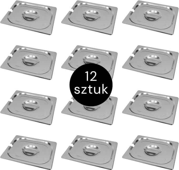 MEGA-M Gastronorm Deksel met lepeluitsparing - GN 1/2 Set van 12 stuks - 325x265 mm - RVS