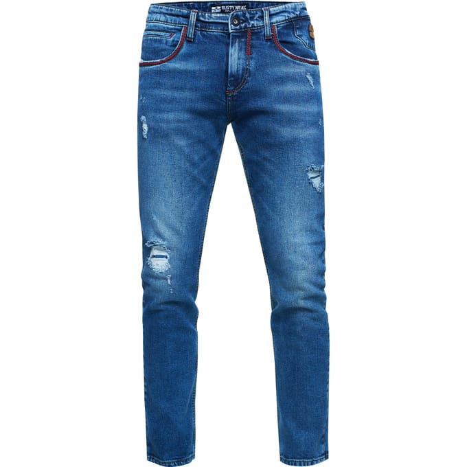 Jeansbroek "MINO" slim fit stretch destroyed broek