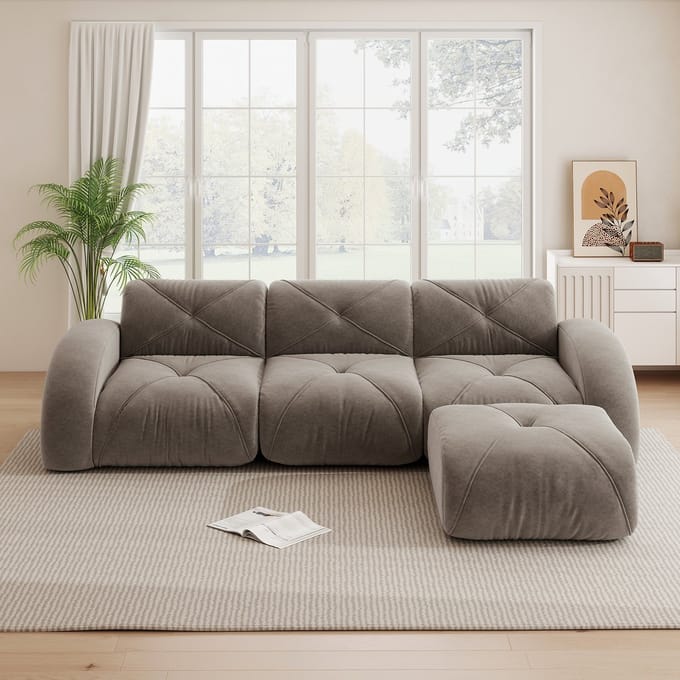 MODFU Modulaire Hoekbank - Framevrij En Flexibel - Modern - Voor Woonkamer - Chenille - Bruin