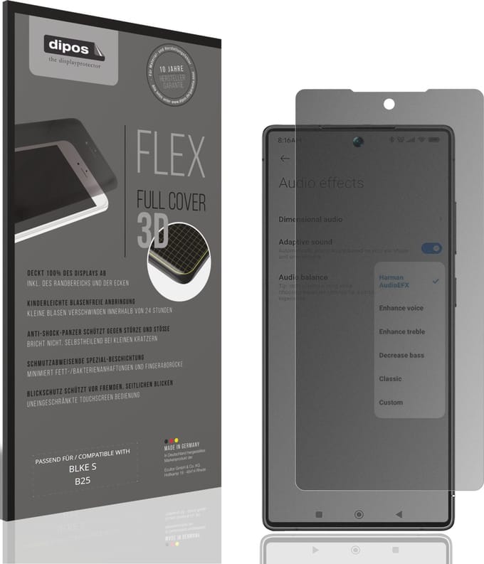 dipos FLEX – Matte Privacy Screenprotector geschikt voor BLKE S B25 | Volledige Schermbescherming | Case-Friendly