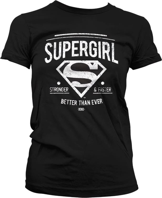 DC Comics Supergirl Dames Tshirt -XL- Strong & Faster Zwart
