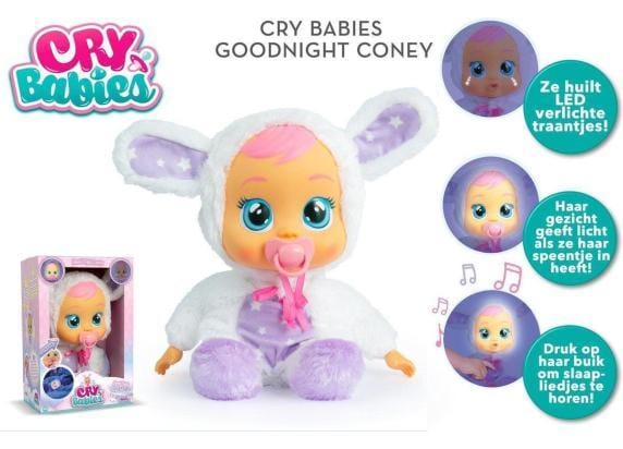 Cry Babies Goodnight Coney Poppen met functies Interactieve poppen