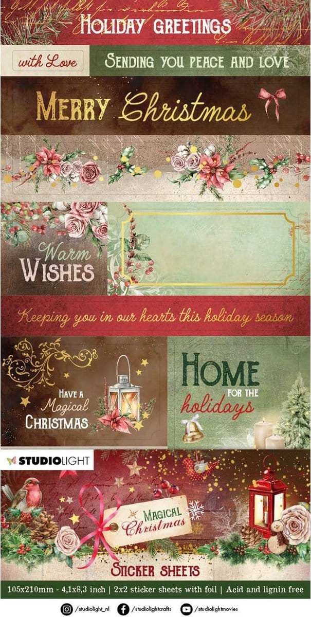 Studio Light Magical Christmas Sticker Sheets 2x2