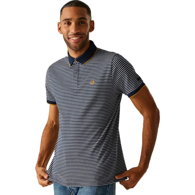 Regatta Heren Tiver Gestreept Poloshirt (Marine/steenwit)