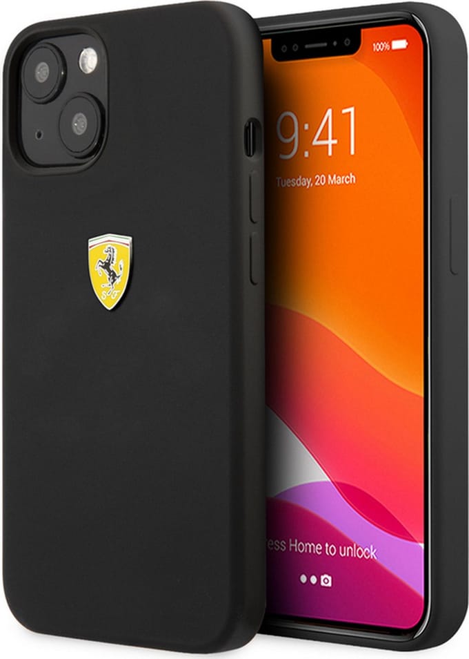 Ferrari Silicone Back Case - Geschikt voor Apple iPhone 13 (6.1") - Zwart