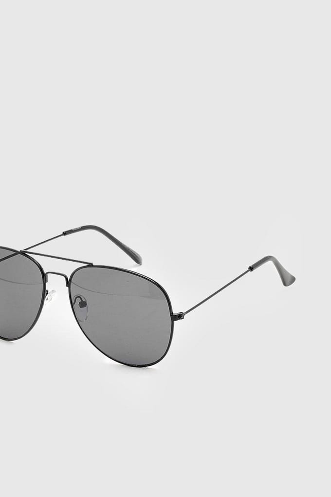 boohoo Dames Zwarte Frame Aviator Zonnebril | Black