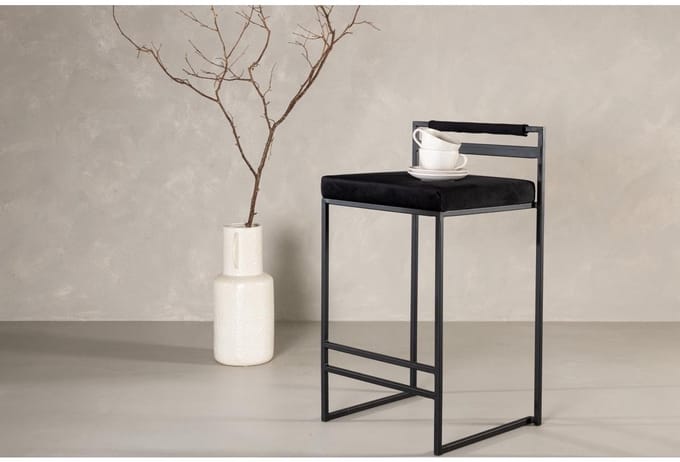 Svea - Pano barkruk 66 cm - velvet - zwart