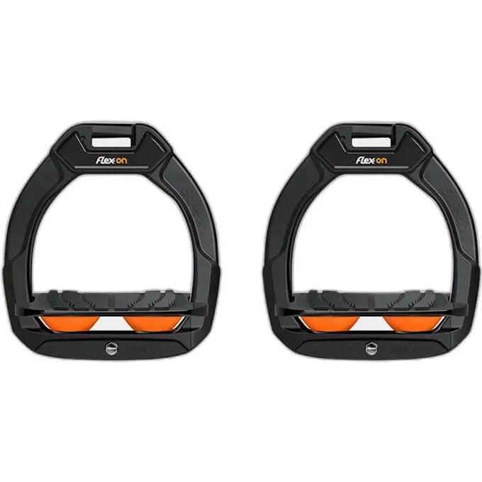 Aluminium stijgbeugels Incliné Grip Zwart/Zwart/Oranje Flex-On