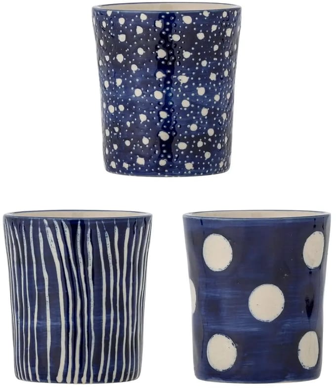 Bloomingville Mok aardewerk blauw Minoa - set van 3