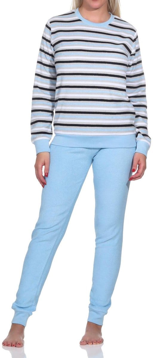 Normann dames pyjama badstof - Stripes - 46 - Blauw