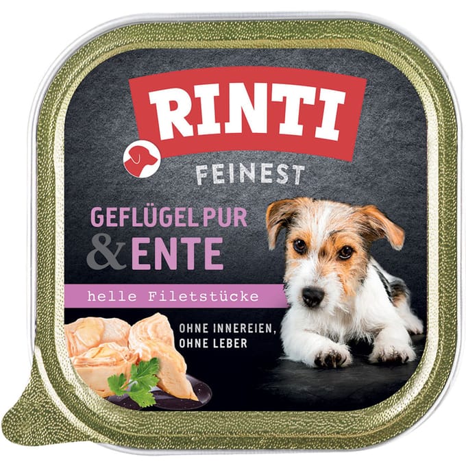 RINTI Fijnste 11 x 150 g Hondenvoer - Puur gevogelte & eend