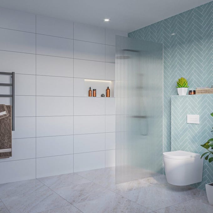 FugaFlow Eccelente Vetro Inloopdouche - ribbel glas - 90x200cm - 8mm - nano - blind inbouw profiel