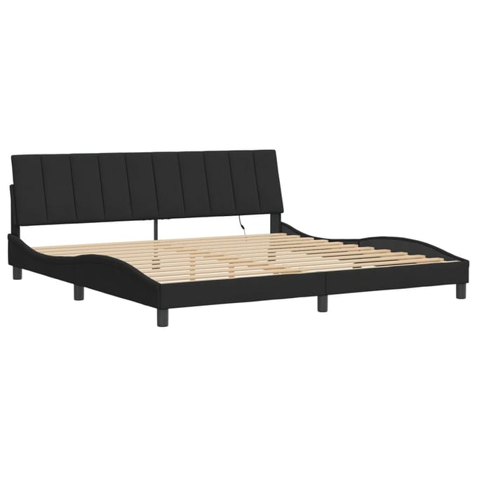 vidaXL - Bedframe - met - LED - zonder - matras - "Hanko" - - fluweel - zwart - 200x200 - cm