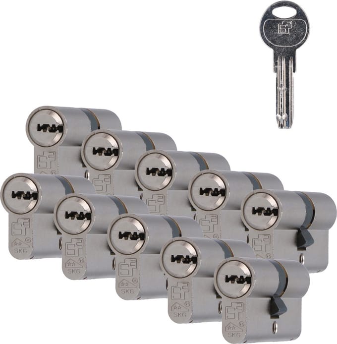 S2 veiligheidsprofielcilinder F6 30/30 SKG 2, dubbel cilinder (10 stuks)