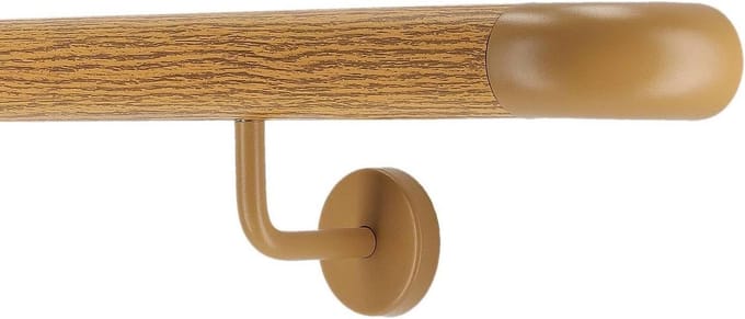 Wandleuning Trapleuning - Hek Aluminium - Veilige Grip - Eikenhout Decor - 160 cm - Zilver