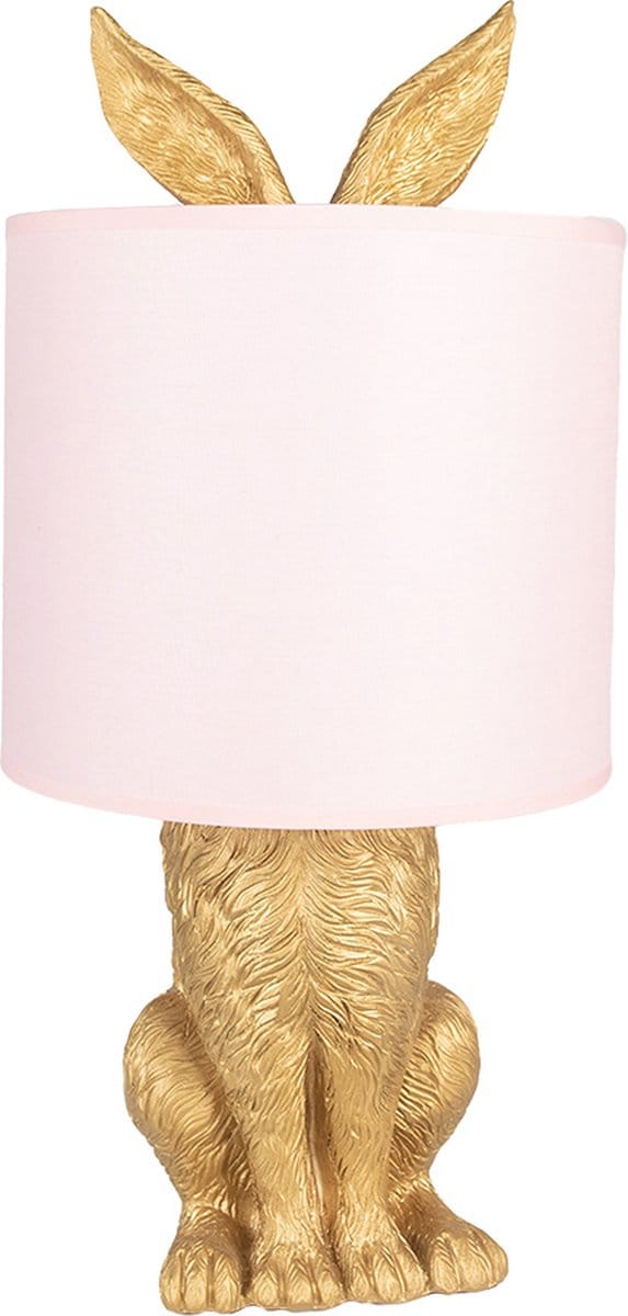 Clayre & Eef Tafellamp Konijn Ø 20x43 cm Goudkleurig Polyresin