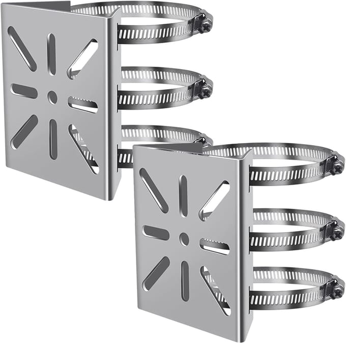 2 stuks Verticale Montagebeugel voor Beveiligingscamera - RVS Kantelbare Bevestiging met 3 Klemmen