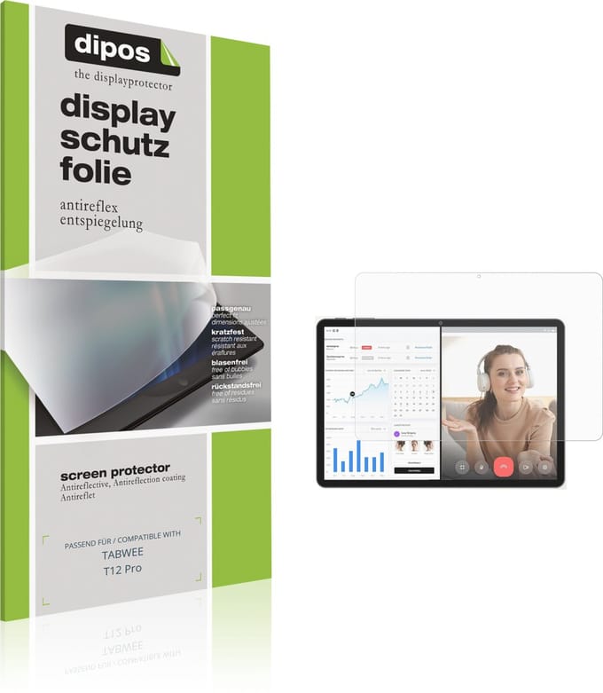 dipos – 2x Matte Beschermfolie geschikt voor TABWEE T12 Pro | Krasbestendige & antireflecterende Screenprotector Ultra-Thin