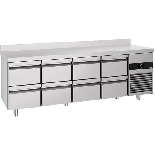 GGM Gastro Kühltisch PREMIUM - 2330x700mm - mit 8 Schubladen - Aufkantung
