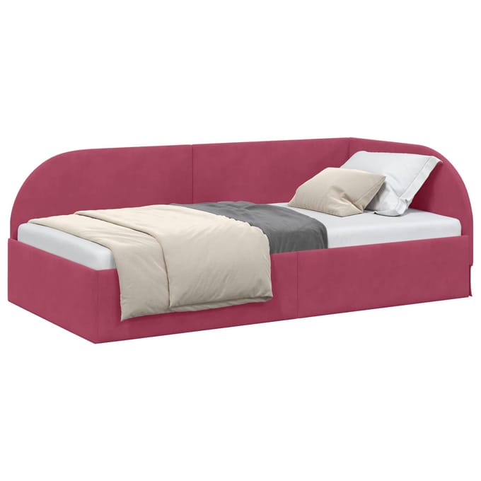 vidaXL - Hoek - Bed - Frame - Wijnrood - 90 - x - 200 - cm - Fluweel
