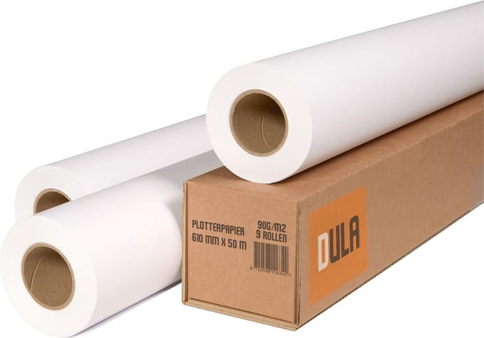 DULA - Plotterpapier - inkjetpapier - 610mm x 50m - 90 gram - 9 rollen - A1 oversize papier - 24 inch
