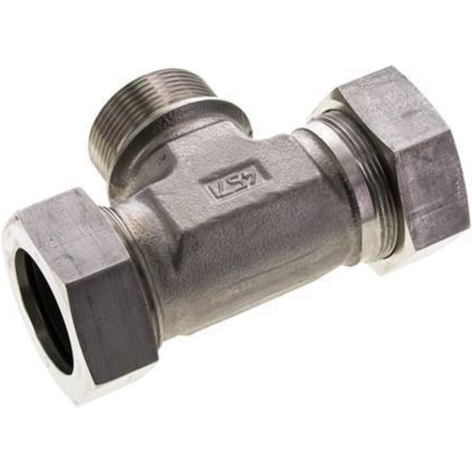 42L & G1-1/2'' RVS T-stuk Snijringkoppeling Buitendraad 160bar ISO 8434-1