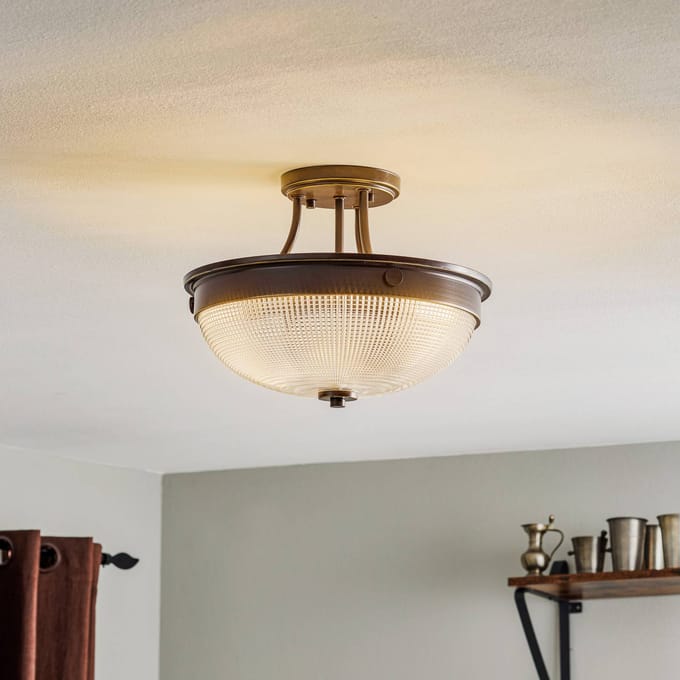 Quoizel LED Plafondlamp Mantle | 2X E27 Max 60W | Dimbaar | Palladian Bronze