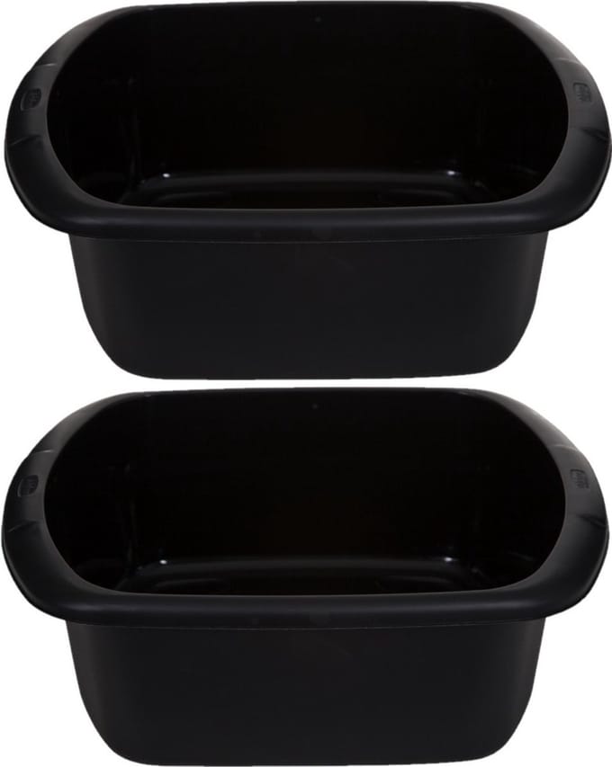 Whitefurze Afwasteil/afwasbak - 2x - 9 liter - zwart - 38 x 32 x 13 cm